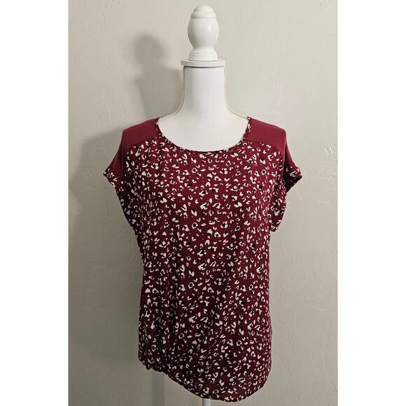 Apt. 9 Red Print Cap Sleeve Blouse - Picture 1 of 7